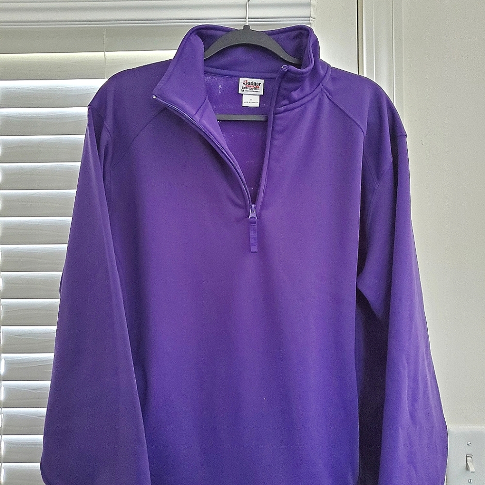 Badger Sport Quarter Zip Sweatshirt w/Pockets Purple Size M - Picture 3 of 4